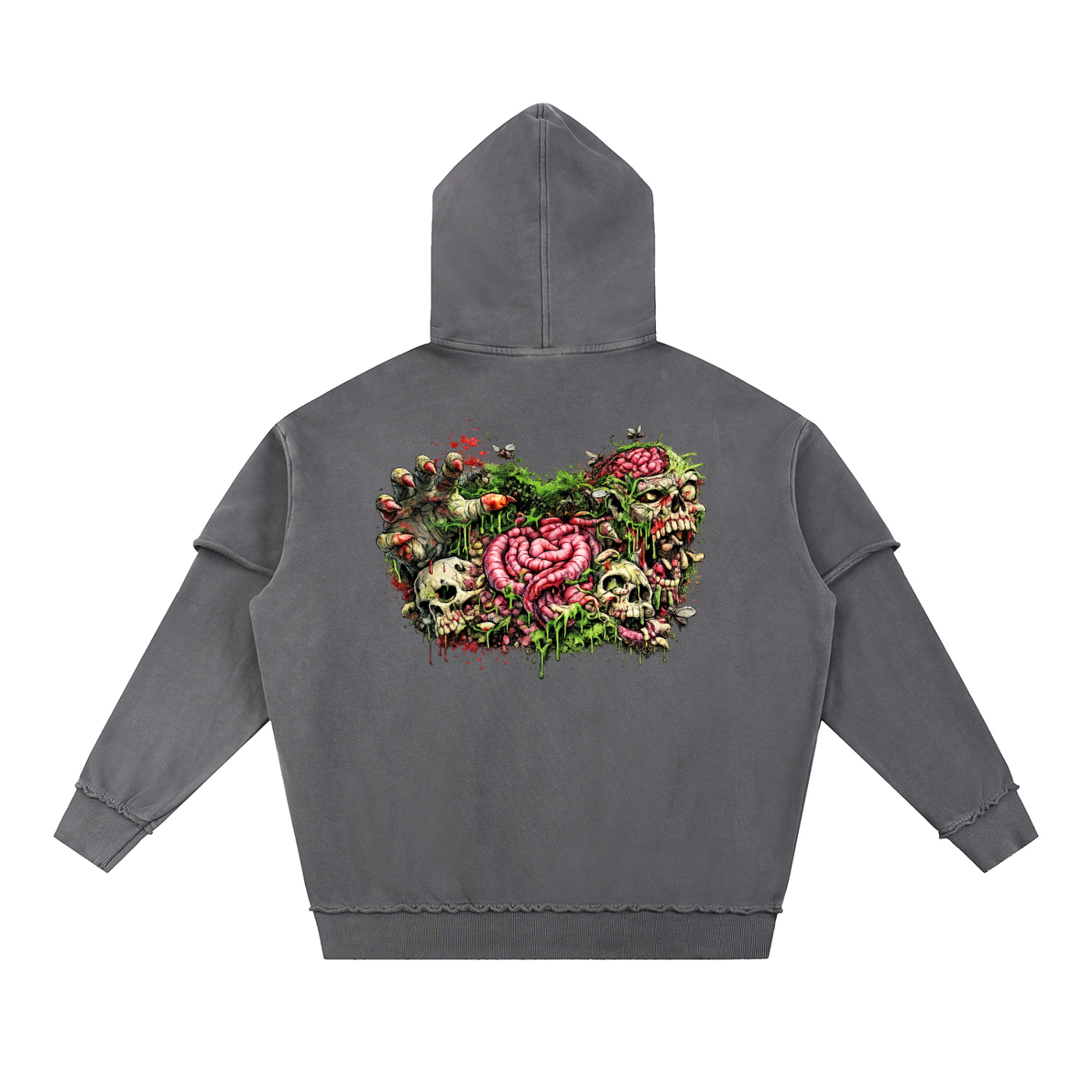 Snow Washed Raw Edge Double Layered Hoodie