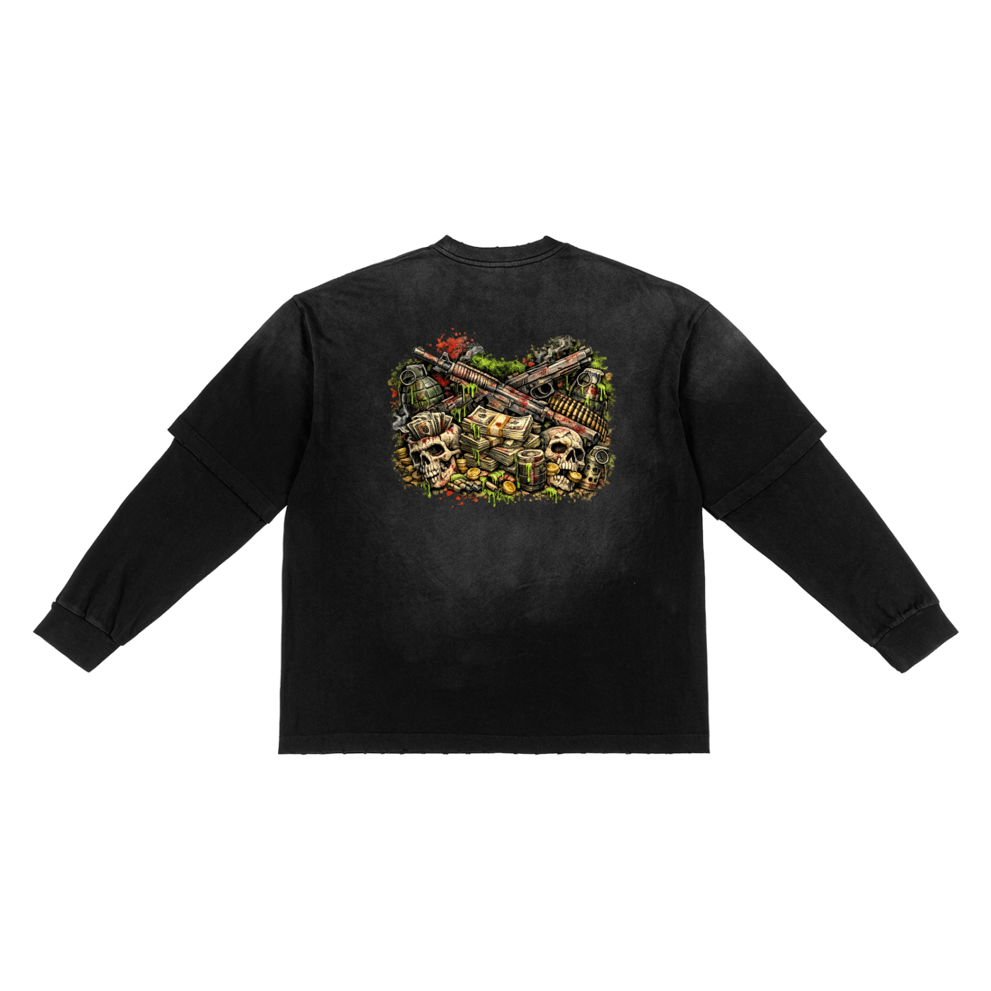 Sunfade Hand-Frayed Faux Two-Piece T-Shirt