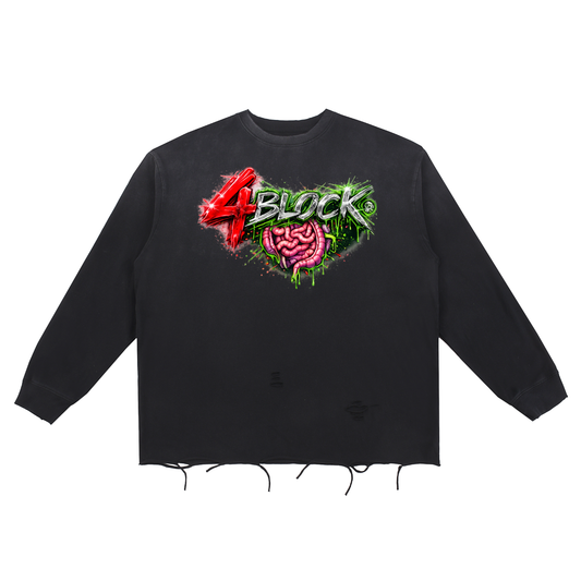 Snow Wash Raw Edge Cotton T-Shirt