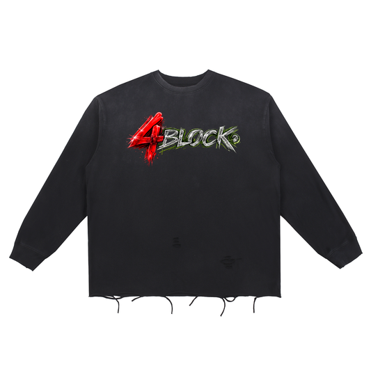 Snow Wash Raw Edge Cotton T-Shirt