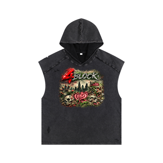 Snow Washed Boxy Hooded Tank Top