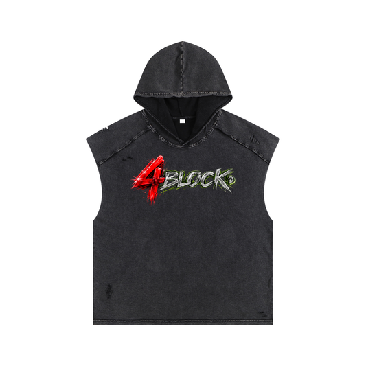 Snow Washed Boxy Hooded Tank Top