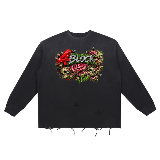 Snow Wash Raw Edge Cotton T-Shirt