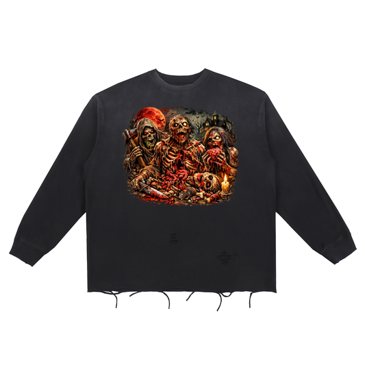 Snow Wash Raw Edge Cotton T-Shirt