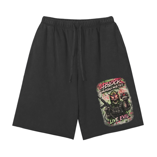 Snow Washed Raw Hem Shorts