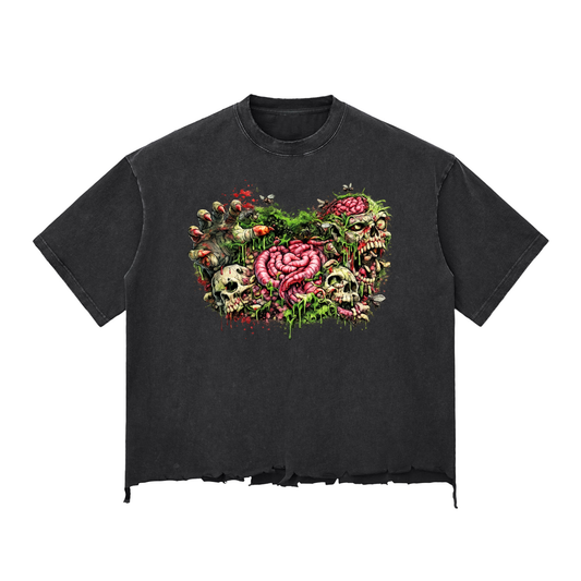 Snow Wash Raw-Hem Boxy T-shirt