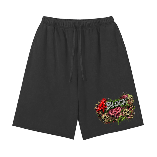 Snow Washed Raw Hem Shorts