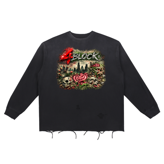 Snow Wash Raw Edge Cotton T-Shirt