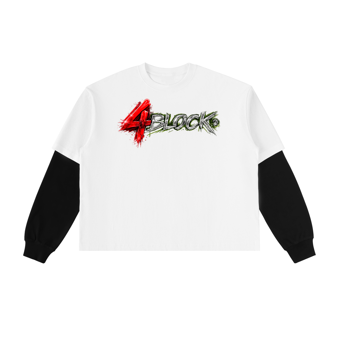 Layered Contrast Sleeve Cotton T-Shirt